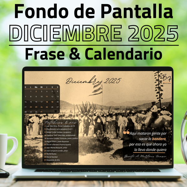 Fondo de pantalla con bandera de Puerto Rico en la Intentona de Yauco y frase de Bad Bunny