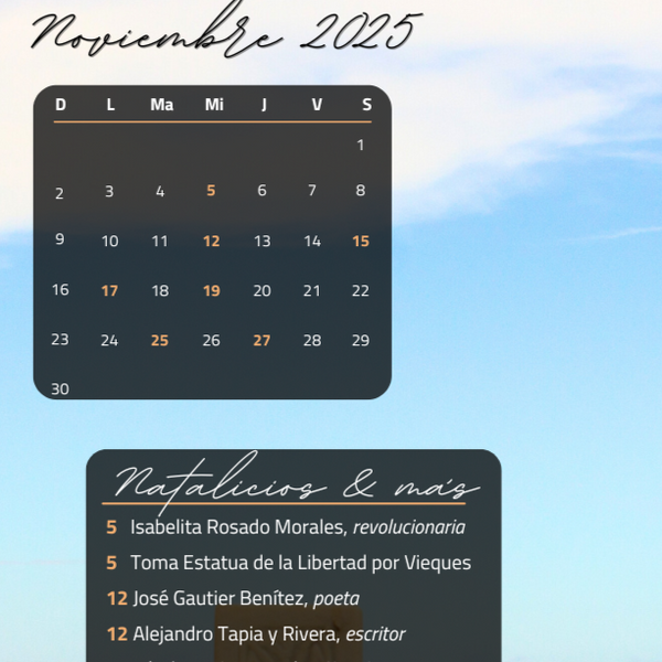 Noviembre 2025: LOLITA LEBRON (Fondo de pantalla + Frase + Calendario Nacional)