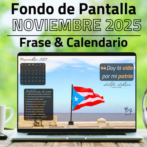 Fondo de pantalla con bandera de Puerto Rico y frase de Lolita Lebron