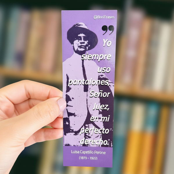 Marcador de libro (bookmark) con frase y foto de Luisa Capetillo de Puerto Rico 2