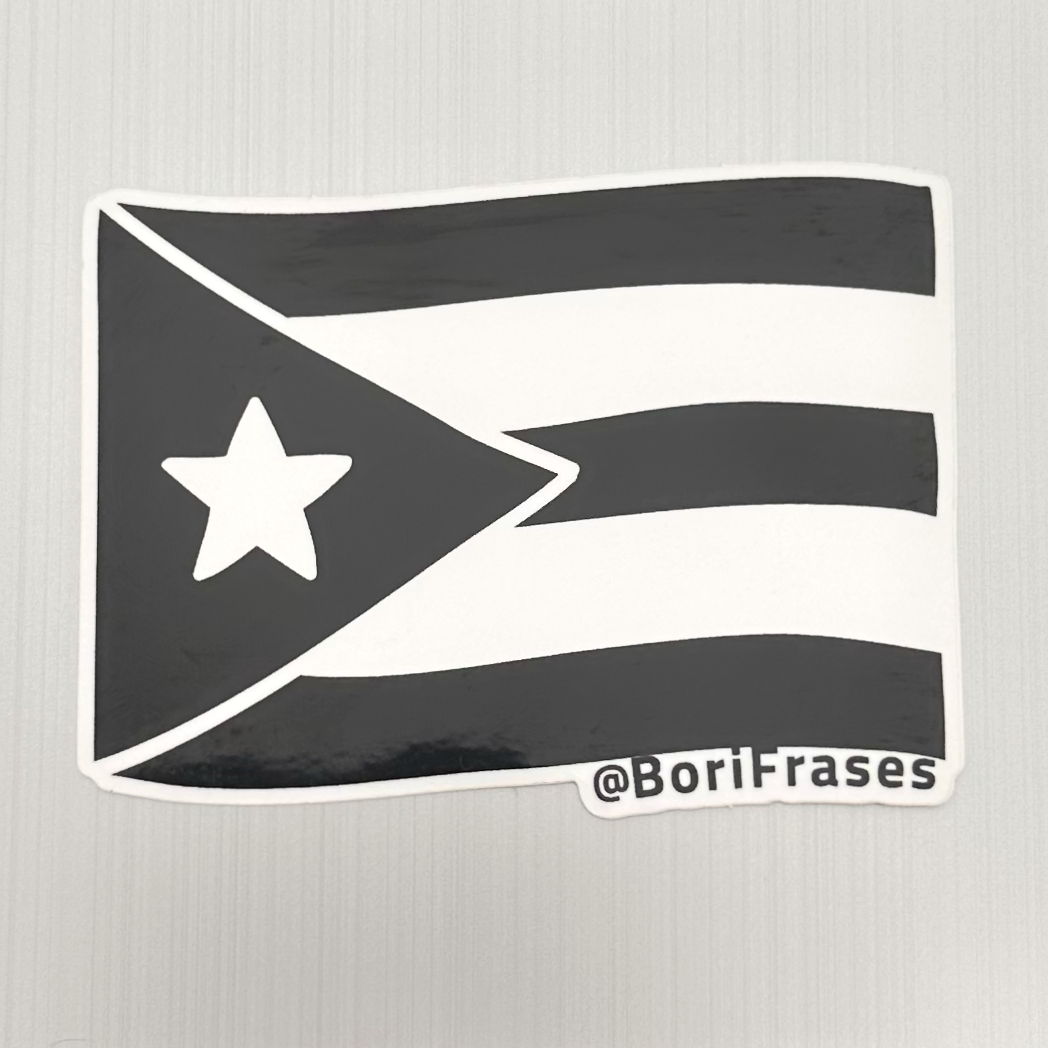 Resistencia, Bandera de Puerto Rico Negra (Premium Sticker) – BoriFrases