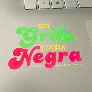 Sticker Julia de Burgos Soy Grifa y Pura Negra Poema Ay ay ay de la Grifa Negra