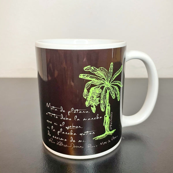Taza de café con frase del poema "Mancha de Plátano" de Luis Lloréns Torres | Coffee mug with quote from a poem by Luis Llorens Torres