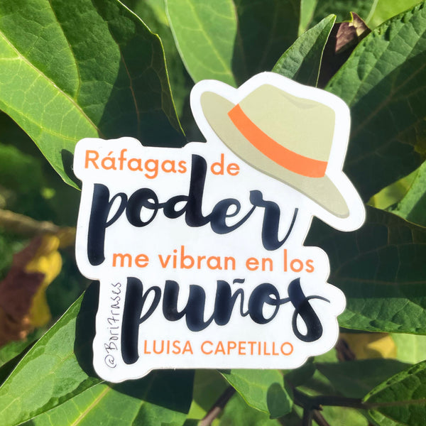Sticker con frase de Luisa Capetillo, primera mujer en usar pantalones en Puerto Rico