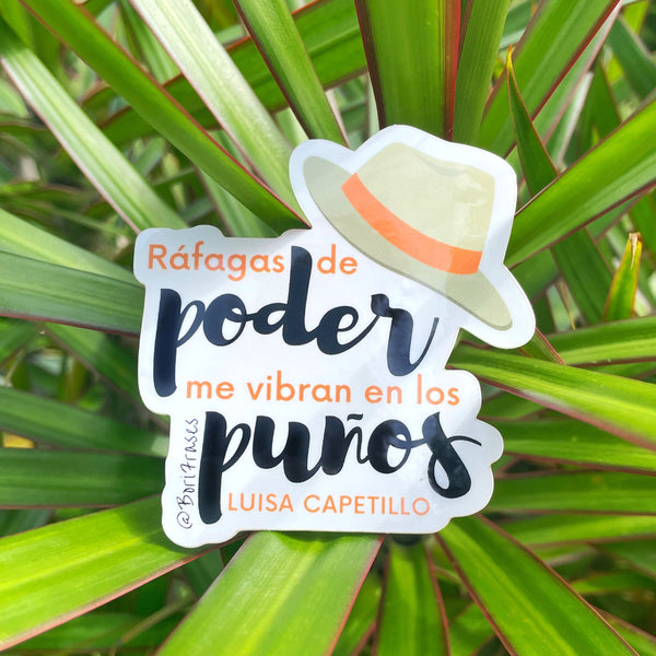 Sticker con frase de Luisa Capetillo, primera mujer en usar pantalones en Puerto Rico