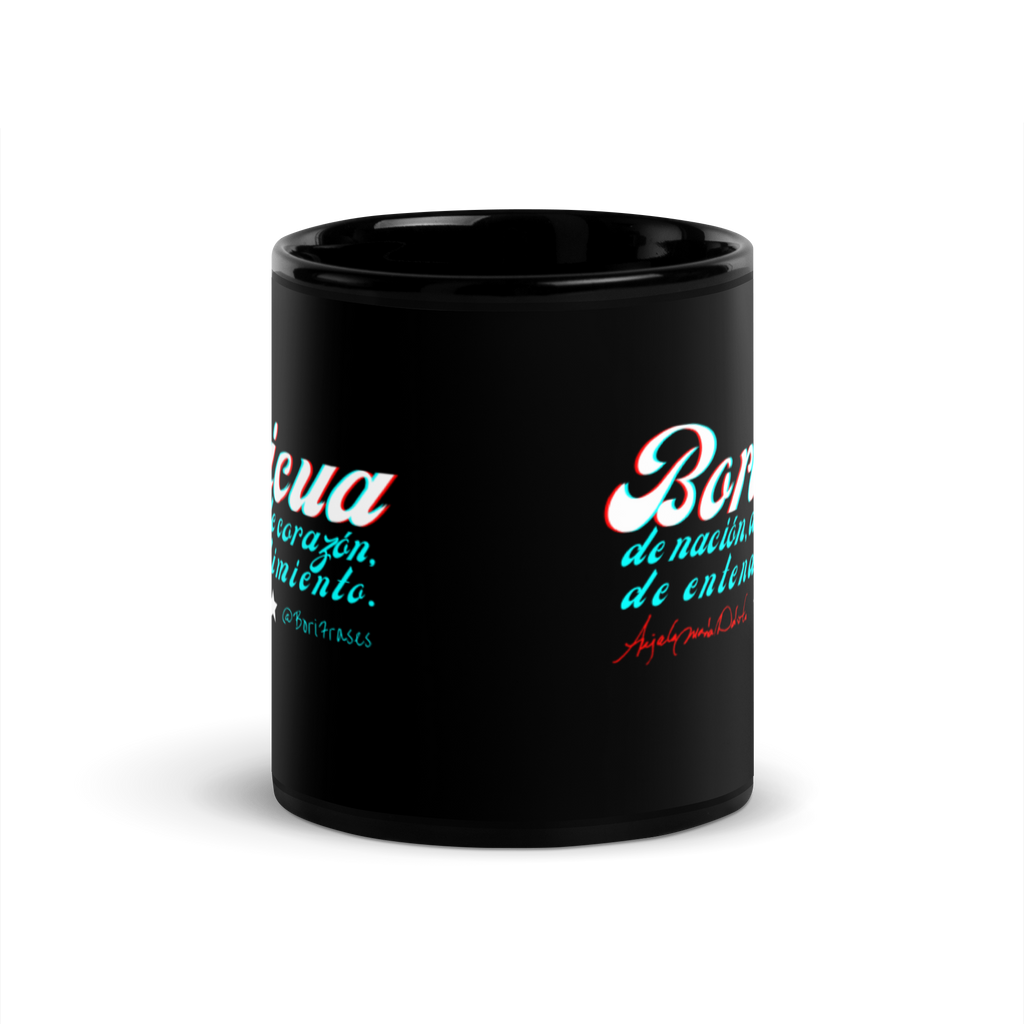 Boricua, Angelamaría Dávila (Taza negra / Black mug) BoriFrases