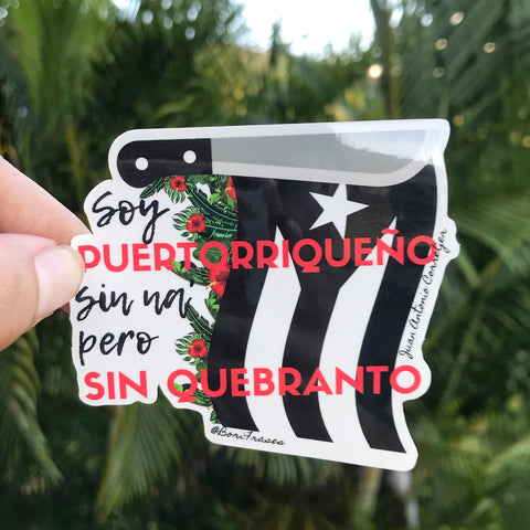 Sticker (vinyl) con frase de Boricua en la Luna del poeta nacional de Puerto Rico: Juan Antonio Corretjer