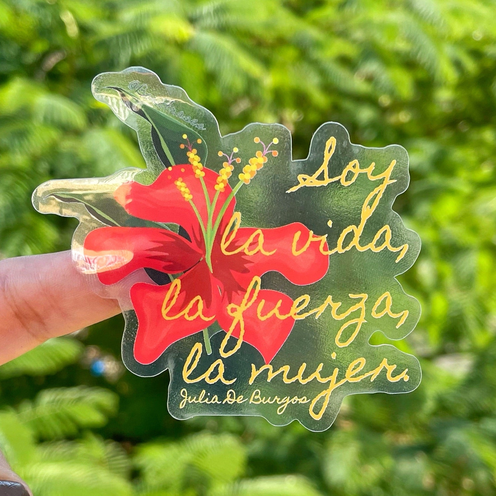 Sticker con frase del poema A Julia De Burgos, de la poeta de Puerto Rico