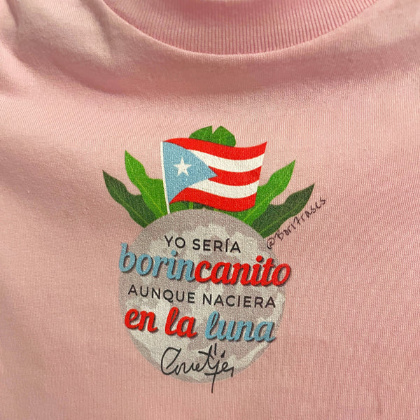Camisa para niño con la frase de Boricua en la Luna de Juan Antonio Corretjer