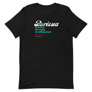 Camisa t-shirt con frase de la poeta boricua Angelamaría Dávila; "Boricua de nación, de corazón, de entendimiento." | T-Shirt with a quote from the feminist latina poet Angelamaria Davila.